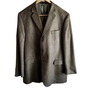 Burberry Bond Street Blazer Suit Jacket 3 Button Notch Lapel Silk Wool Brown 48L